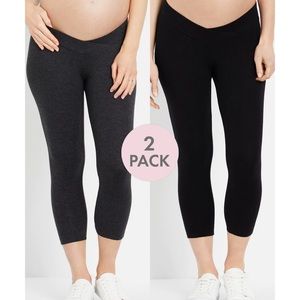 BumpStart Under Belly Maternity Crop Leggings (2 Pack) - Black/Grey
